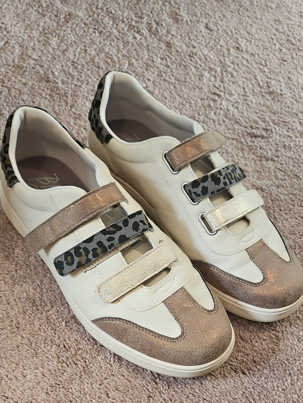 Blowfish Cream Sneakers with Rose Gold and Leopard Straps
